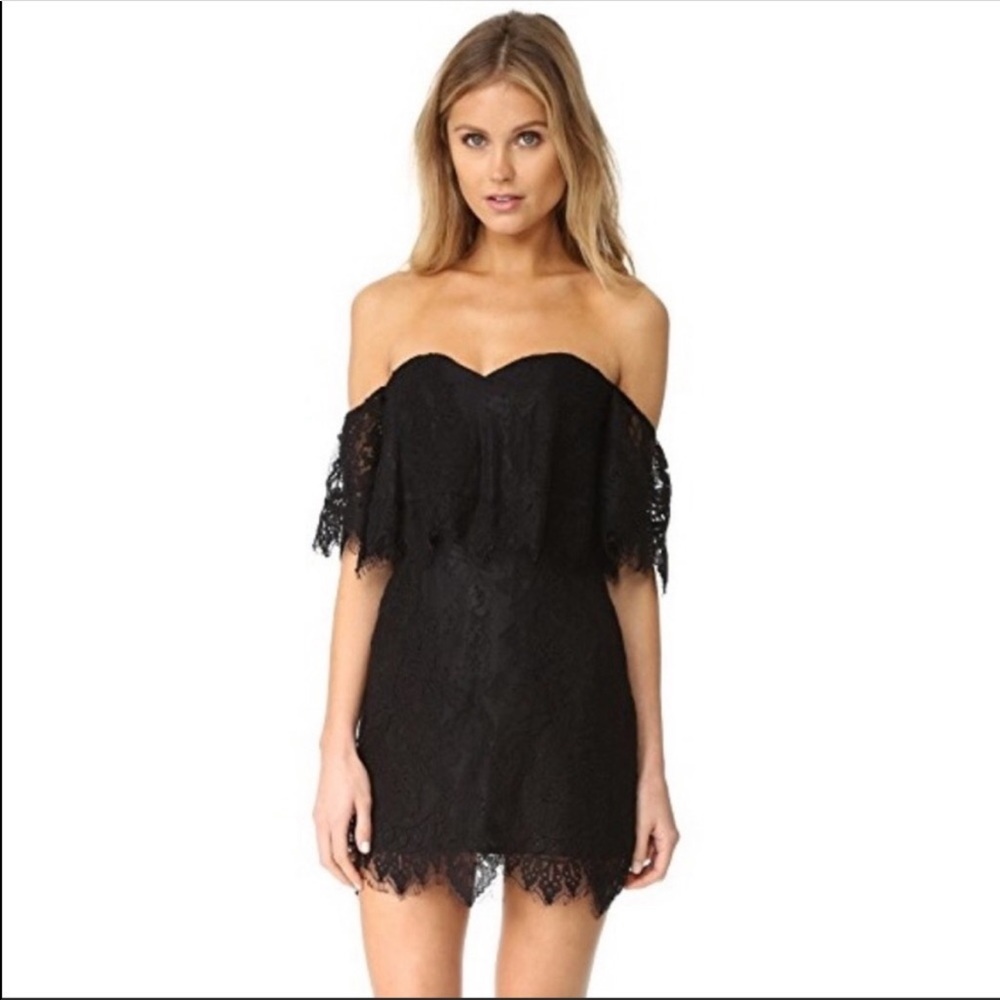 Lovers + Friends Lace off the shoulder bustier mini dress